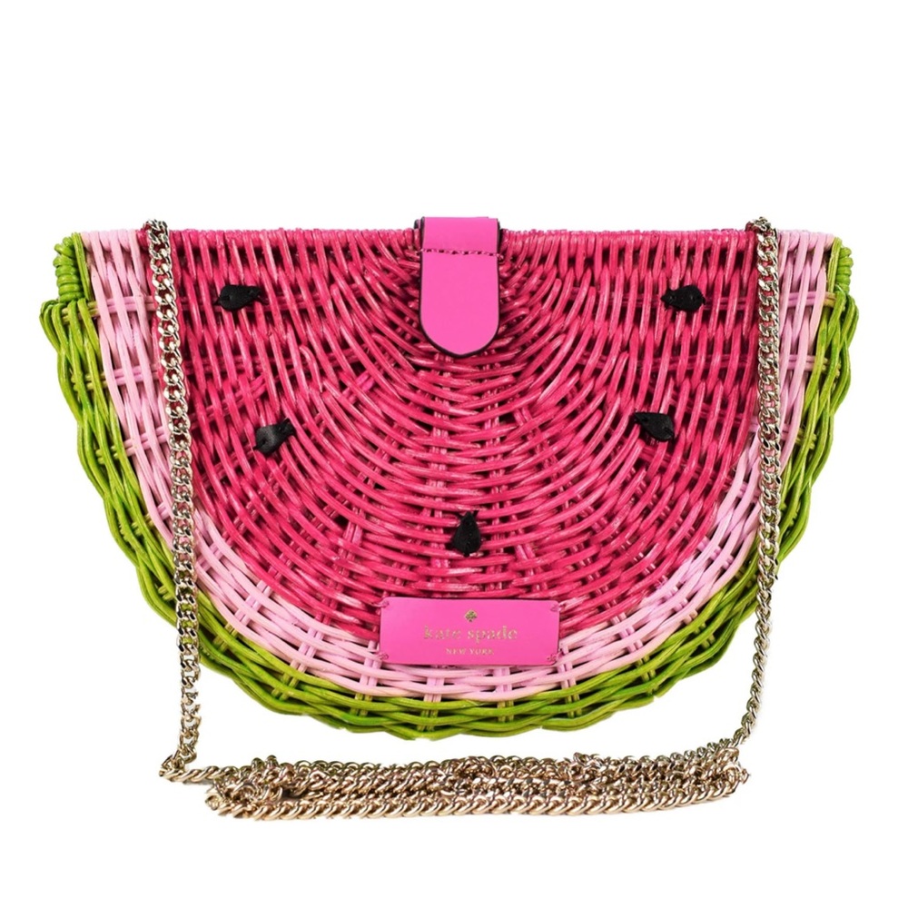 kate spade Watermelon Straw Crossbody Bag in Pink, Green - Picture 1 of 6